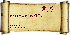 Melicher Iván névjegykártya