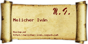 Melicher Iván névjegykártya